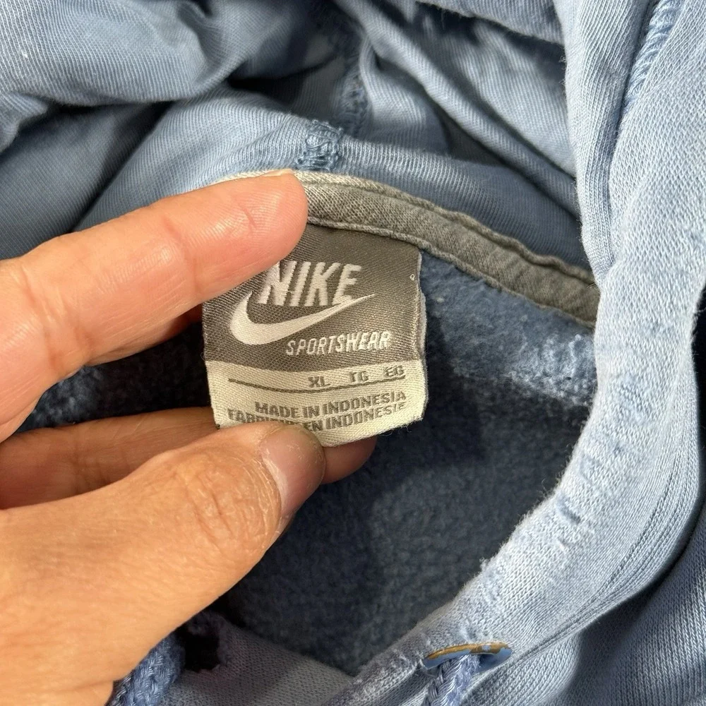 Nike Sweater Men XL Powder Blue Pullover Thrashed Hoodie Grunge Streetwear Baggy